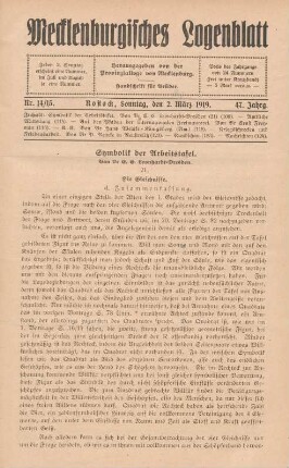 Nr. 14/15. Rostock, Sonntag, den 2. März 1919.