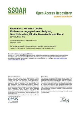 Rezension: Hermann Lübbe: Modernisierungsgewinner: Religion, Geschichtssinn, Direkte Demokratie und Moral