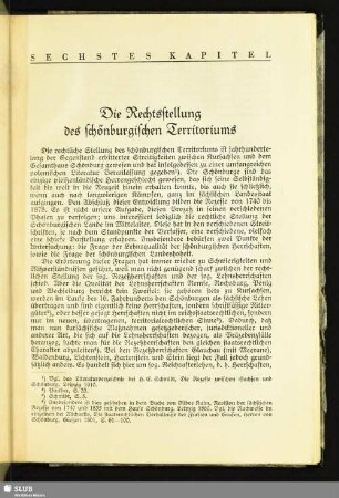 Sechstes Kapitel: Die Rechtsstellung des schönburgischen Territoriums