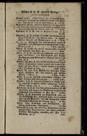 Bücher in J. C. Hendels Verlage.