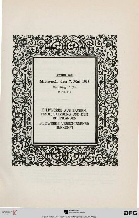 Zweiter Tag: Mittwoch, den 7. Mai 1913