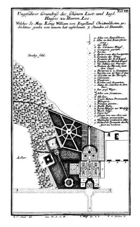 Tab. VII. - Ungefährer Grundriss des schönen Lust- und Jagd Hausses zu Heeren Loo.