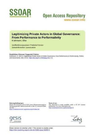 Legitimizing Private Actors in Global Governance: From Performance to Performativity