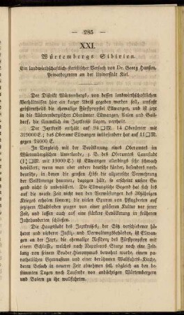 XXI. Würtembergs Sibirien