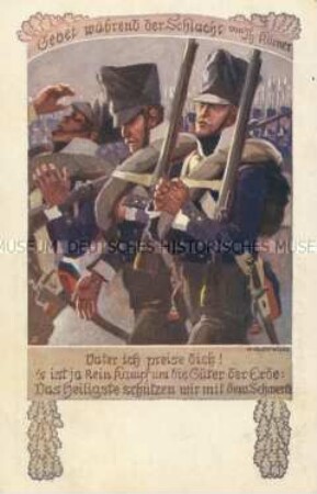 Betende Soldaten, mit Kriegsvers