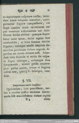 §. VII. Symptomata morbi subito invadentis