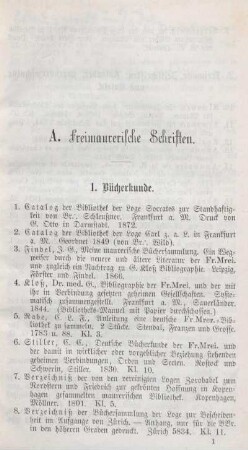 A. Freimaurerische Schriften.