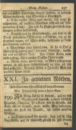 XXI. In gemeinen Nöthen