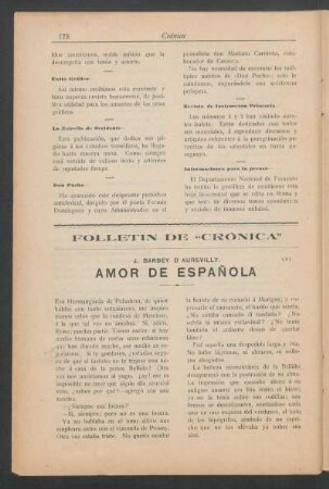 Folletín de "Crónica" : Amor de Española [Continuación]