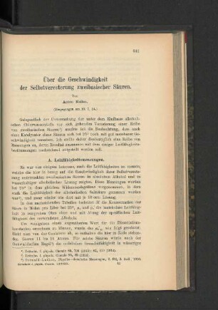 Über die Geschwindigkeit der Selbstveresterung zweibasischer Säuren.