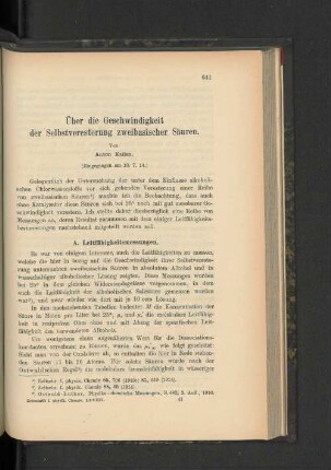 Über die Geschwindigkeit der Selbstveresterung zweibasischer Säuren.