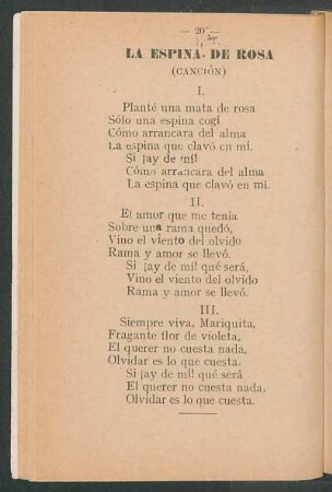 La espina de rosa : (Canción)