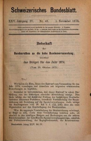 Bundesblatt. [25.] 1873, 4