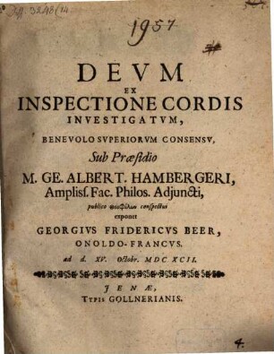 Devm Ex Inspectione Cordis Investigatvm