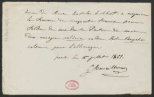 Quittung über Honorar für "Valéria" und "La Rose royale"