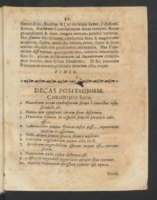 Decas Positionum. Coronidis loco.