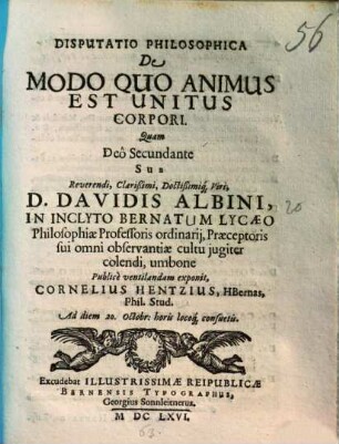 Disp. philos. de modo quo animus est unitus corpori