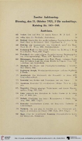 Zweiter Auktionstag: Dienstag, den 11. Oktober 1921 (Nr. 163-340)