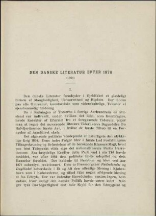 Den danske Literatur efter 1870 (1901)