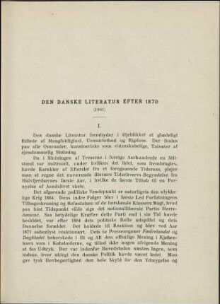 Den danske Literatur efter 1870 (1901)