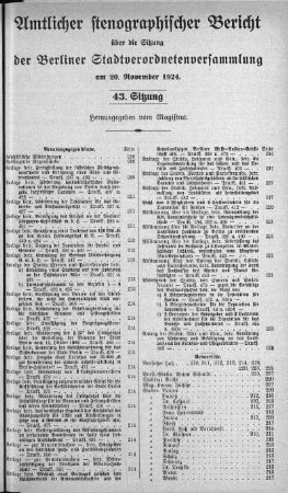 Sitzung 43, 20. November 1924