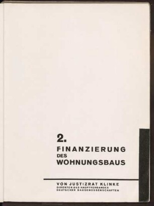 2. Finanzierung des Wohnungsbaus