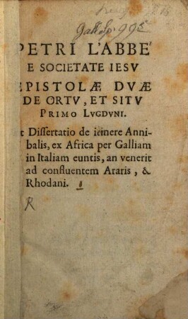 Epistolae duae de ortu et situ primo Lugduni