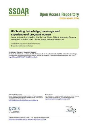 HIV testing: knowledge, meanings and experiencesof pregnant women