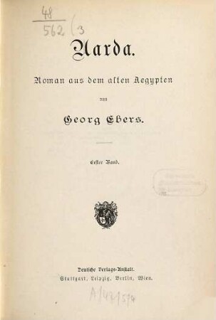 Gesammelte Werke, 3. Uarda ; 1 : Roman aus dem alten Aegypten
