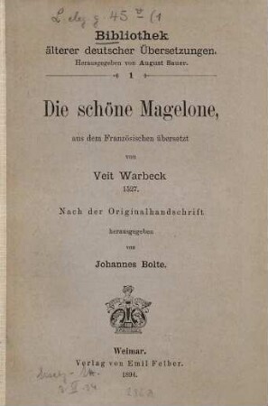 Die schöne Magelone