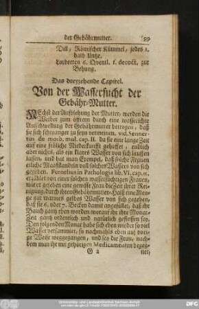 Das dreyzehende Capitel. Von der Wassersucht der Gebähr-Mutter.