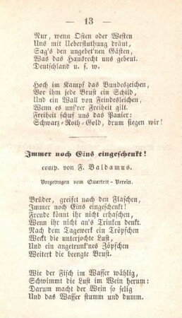 Immer noch Eins eingeschenkt! comp. von F. Baldamus.