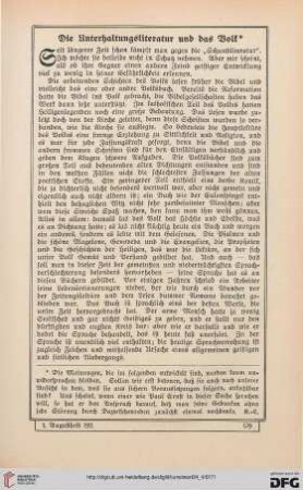 Die Unterhaltungsliteratur und das Volk