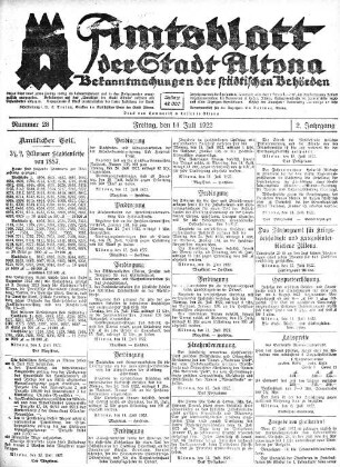 Nummer 28 : Freitag, den 14. Juli 1922