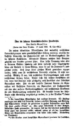 Über die höheren Unterrichtsanstalten Frankreichs