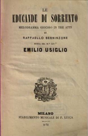 Le educande di Sorrento : melodramma giocoso in tre atti
