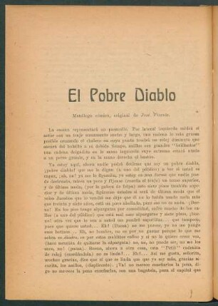 El pobre diablo : Monólogo cómico
