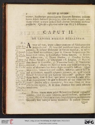 Caput II. De canone biblico hebraeorum