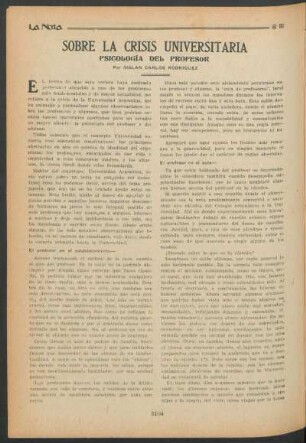 Sobre la crisis universitaria : Psicología del profesor