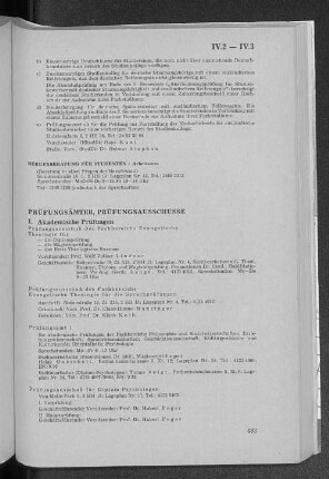 IV.3 Prüfungsämter, Prüfungsausschüsse