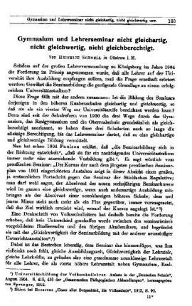 Gymnasium und Lehrerseminar nicht gleichartig, nicht gleichwertig, nicht gleichberechtigt