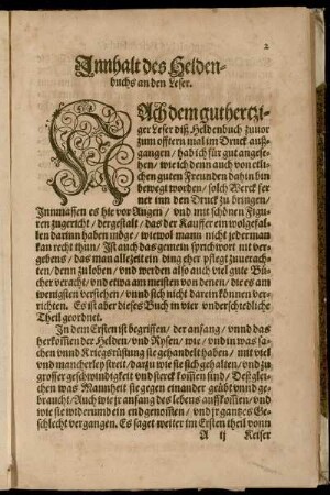 Innhalt des Heldenbuchs an den Leser