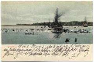 Hafen von Yokohama, Postkarte von der parlamentarischen Studienreise nach Ostasien des Reichstagsabgeordneten Dr. Georg Lucas