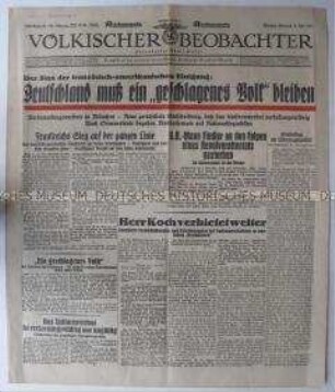 NS-Tageszeitung "Völkischer Beobachter" u.a. zum Moratorium von US-Präsident Hoover über den Aufschub der Reparationszahlungen