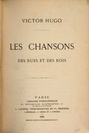 Les Chansons des rues et des bois
