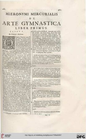 De arte gymnastica: Liber primus