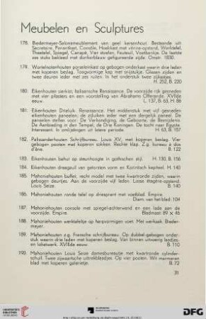 Meubelen en sculptures (Nr. 178-215)
