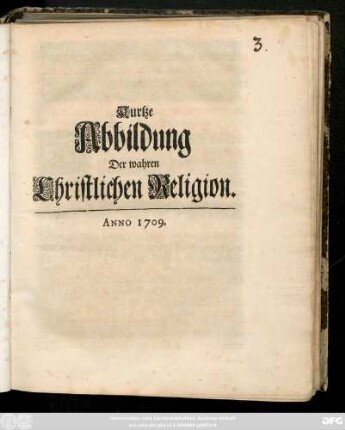 Kurtze Abbildung Der wahren Christlichen Religion.