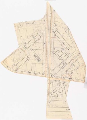Hansaviertel Grünflächen südliches Hansaviertel. Interbau Berlin 1957: ausgeschnittener Lageplan mit Feuerwehr- und Müllabfuhrwegen