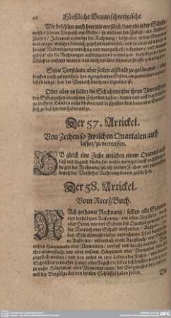 Der 58. Artickel. Vom ReceßBuch.